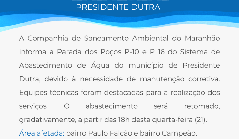 PRESIDENTE DUTRA - 21.05