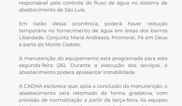 NOTA DE ESCLARECIMENTO - SÃO LUÍS - 25.01