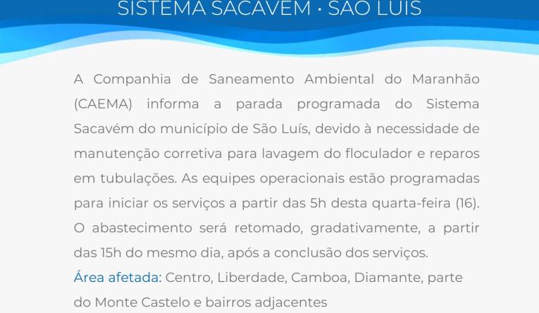 SISTEMA SACAVÉM / SÃO LUÍS - 15.09